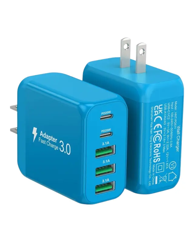 USB C Wall Charger Block, 2-Pack 50W 5-Port Fast Charging Block